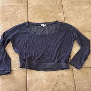 dELiA*s Purple Ribbed Crop Long Sleeve Tee